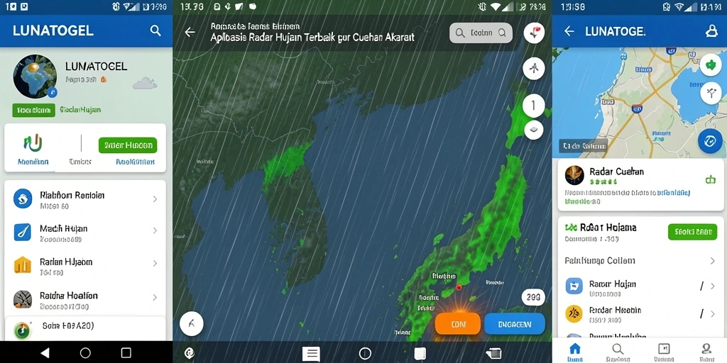 Tampilan utama aplikasi Radar Hujan LUNATOGEL yang interaktif.