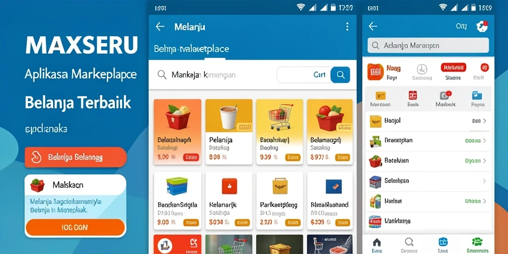 Antarmuka aplikasi MAXSERU yang mudah digunakan untuk belanja online.