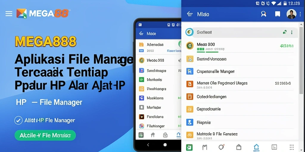 Antarmuka aplikasi MEGA888 yang ramah pengguna dengan fitur file manager.